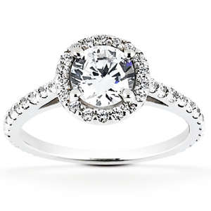 Goldara, 18k halo engagement ring