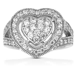 Goldara, 18k heart pave diamond ring