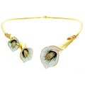 Goldara, 18K Lily Enamel Collar Necklace