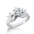 Goldara, 18K Marquise Side Stone Engagement Ring