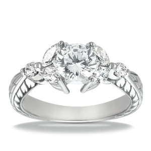 Goldara,18k marquise side stones engagement ring