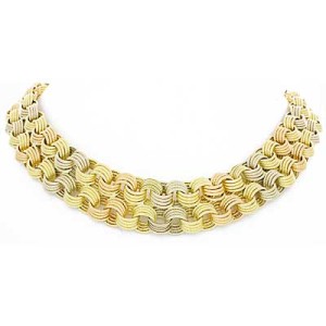 Goldara, 18K Tri Tone Weave Necklace