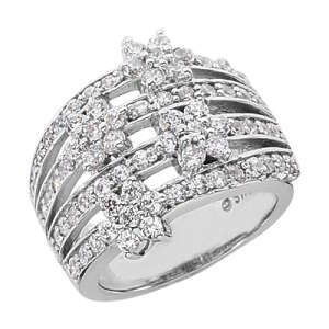 Goldara, 18k multirow jasmine diamond ring