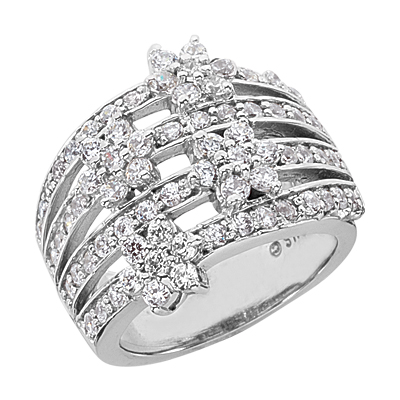 18K Multi Row Jasmine Diamond Ring • GOLDARA