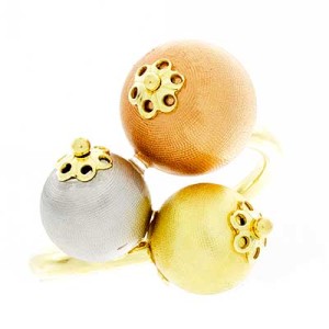 Goldara, 18K Tri Tone Ball Cluster Ring