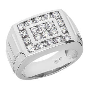 Goldara, men's 18k channel set diamond ring