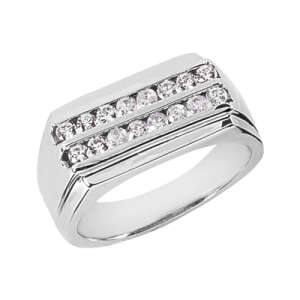 Goldara, men's 18k double row channel set diamond ring