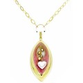 Goldara, 18K Enamel Marquise Drop Necklace