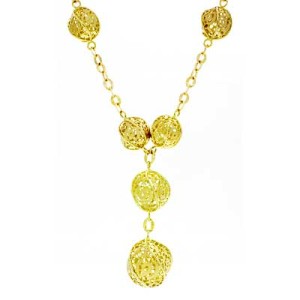 Goldara, 18K Filigree Ball Drop Necklace