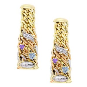 Goldara, 18K Gemstone Weave Earrings