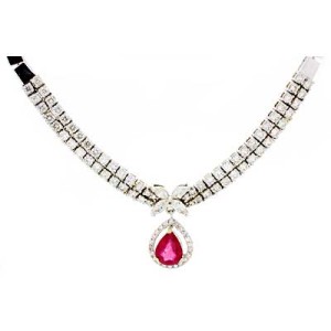 Goldara, 18K Ruby Diamond Necklace