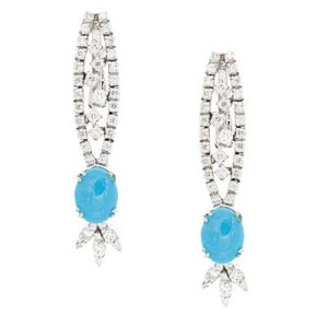 Goldara, 18K Turquoise Diamond Earrings