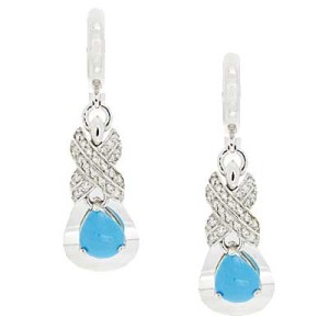 Goldara, 18K Turquoise Diamond Earrings