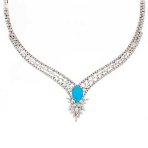 Goldara, 18K Turquoise Diamond Necklace